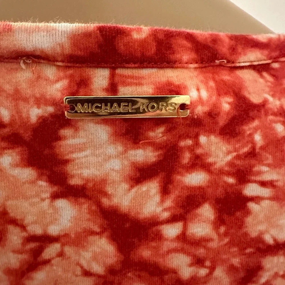 Michael‎ Kors Women Orange Tie Dye Tunic T Shirt Dress Casual Size S